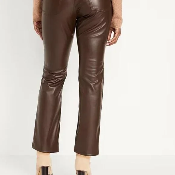 NWT Old Navy High-Waisted Faux-Leather Boot-Cut Ankle Pants - Picture 3 of 4